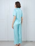  Đồ bộ mặc nhà nữ iBasic lụa satin pyjama tay ngắn quần dài - HOMW036 