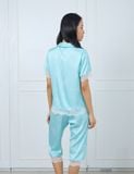  Đồ bộ mặc nhà nữ iBasic lụa satin phối ren pyjama tay ngắn quần lửng - HOMW050 