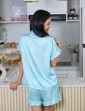  Đồ bộ mặc nhà nữ iBasic lụa satin nhún bèo - HOMW038 