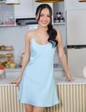  Váy ngủ nữ lụa satin iBasic 2 dây lưng chữ U - SW072 