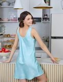  Váy ngủ nữ lụa satin iBasic sát nách phom chữ A - SW074 