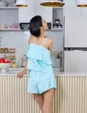  Đồ bộ mặc nhà nữ iBasic lụa satin hai dây  - HOMW033 