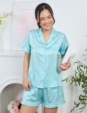  Đồ bộ mặc nhà nữ iBasic lụa satin nhún bèo - HOMW038 