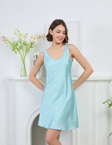  Váy ngủ nữ lụa satin iBasic sát nách phom chữ A - SW074 