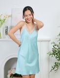  Váy ngủ nữ lụa satin iBasic hai dây phối ren – SW075 