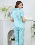  Đồ bộ mặc nhà nữ iBasic lụa satin pyjama tay ngắn quần dài - HOMW036 