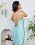 Váy ngủ nữ lụa satin iBasic 2 dây lưng chữ U - SW072 