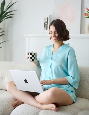  Đồ bộ mặc nhà nữ iBasic lụa satin phom kimono  - HOMW037 