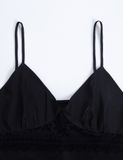  Đầm ngủ nữ lụa satin iBasic 2 dây ngắn phối ren - SW070 