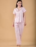  Đồ bộ mặc nhà nữ pyjama iBasic lụa satin xước quần dài áo tay ngắn - HOMW048 