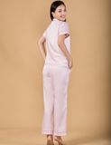  Đồ bộ mặc nhà nữ pyjama iBasic lụa satin xước quần dài áo tay ngắn - HOMW048 