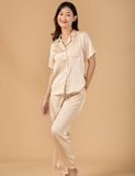 Đồ bộ mặc nhà nữ iBasic lụa satin pyjama tay ngắn quần dài - HOMW036 