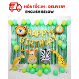 Bộ Bóng Sinh Nhật Rừng Xanh - Green Jungle Safari Balloon Set KAB01