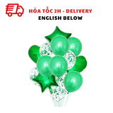 Bộ Bóng Hình Ngôi Sao, Hình Trái Tim Màu Xanh Lá Trang Trí Lễ Hội Patrick's Day- Green Star, Heart Shaped Foil Balloon Set For St. Patrick's Day Decorations PTD05