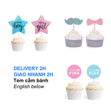 Tem Cắm Bánh Tiệc Baby Shower Cake Topper TBGT34