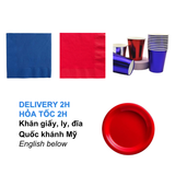 Khăn Giấy, Ly, Đĩa Chủ Đề Ngày Quốc Khánh Mỹ - Napkin, Glass, Plate USA Independence Day Multiple Options QKM33