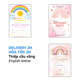 Thiệp Mời Sinh Nhật Cầu Vồng Nhiều Mẫu Đẹp Mắt Cho Bé Tiếng Việt UPKP56