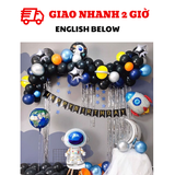 Bộ bong bóng trang trí sinh nhật chủ đề phi hành gia màu xanh đen PHG07