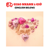 Bộ Bóng Chữ Love Và Trái Tim Trang Trí Valentine, Lễ Tình Nhân - Love and Heart Foil Balloons Set For Valentines Day Decoration VLT29