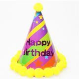 Nón sinh nhật chấm bi Vàng in chữ Happy Birthday