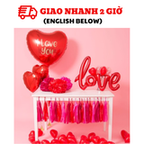 Bộ Bóng Chữ Love, Bóng Hình Trái Tim Màu Đỏ Trang Trí Ngày Quốc Tế Phụ Nữ 8/3 - Red 