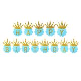 Dây Cờ Happy Birthday Hình Vương Miện Xanh