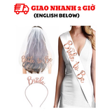 Dây Đeo Chéo, Lúp Và Cài Tóc Màu Rose Gold Cho Tiệc Chia Tay Độc Thân - Rose Gold Bride To Be Sash, Headband and Veil for Bachelorette Party Decorations, Bridal Showers CTDT48