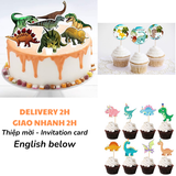 Tem cắm bánh Khủng Long - Dinosaur cupcake toppers kab41