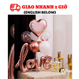 Bộ Bóng Trái Tim và Chữ Love Màu Rose Gold Trang Trí Valentine - Rose Gold Heart and Love Foil Balloon Set for Valentines Day Decorations VLT21