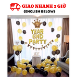 Bộ bóng trang trí YEAR END PARTY màu đen vàng yept03