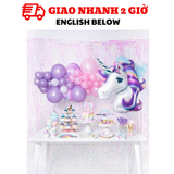 Bộ bong bóng trang trí chủ đề Unicorn màu tim upkp03