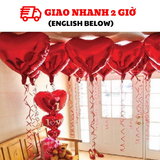 Bộ Bóng Trái Tim Đỏ Trang Trí Valentine, Lễ Tình Nhân - Red Heart Foil Balloons For Valentines Day Decorations VLT53