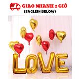 Bộ Bóng Chữ Love Trang Trí Valentine Màu Vàng và Đỏ - Gold and Red Love Balloons Set For Valentine Decoration VLT55