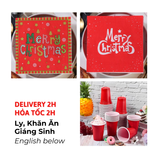 Khăn Giấy Và Ly Giáng Sinh Màu Đỏ, Xanh Lá - Green, Red Napkins And Cups For Christmas BBNE86