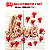 Bộ Bóng Chữ Love Màu Rose Gold và Bóng Trái Tim Màu Đỏ Trang Trí Ngày Quốc Tế Phụ Nữ 8/3 - Love and Heart Balloon Set for Decorations WMD35