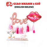Bộ Bóng Chữ Love, Bóng Hình Môi Màu Hồng Trang Trí Ngày Quốc Tế Phụ Nữ 8/3 - Pink Love and Lips Shaped Foil Balloons for Party Decorations WMD29
