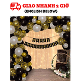 Bộ bong bóng trang trí tiệc kỉ niệm Happy Anniversary màu vàng đen hpan05