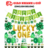 Bộ Bóng Chữ LUCKY ONE Và Dây Cờ Trang Trí Lễ Hội Patrick's Day Màu Xanh Lá - LUCKY ONE Letter Balloons and Green Bunting Set For St. Patrick's Day Decorations  PTD26