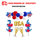 Bộ bóng trang trí tiệc Quốc Khánh Mỹ - 4 of July combo qkm28