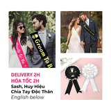 Dây Đeo Chéo Và Huy Hiệu Cho Tiệc Chia Tay Độc Thân - Bride and Groom To Be Sash, Badge for Bridal Shower and Bachelor Party CTDT31