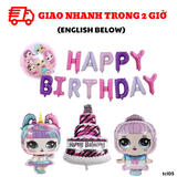 Bộ bong bóng trang trí sinh nhật búp bê Lol cho bé gái hình bánh sinh nhật tcl05