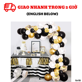 Bộ bong bóng trang trí lễ tốt nghiệp màu đen vàng trắng kèm tua rua ltn18