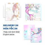Thiệp Mời Sinh Nhật Tiên Cá Nhiều Mẫu Đặc Sắc Cho Bé, Tiệc Tùng - Colorful Mermaid Birthday Invitation Card Multiple Designs For Kids, Parties TCL10