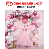 Bộ bóng sinh nhật hồng cho bé combo balloon tnoi80