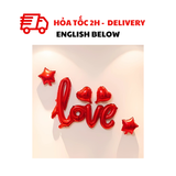 Bộ Bóng Chữ Love, Sao Tim Trang Trí Ngày 14/02, Valentine, Lễ Tình Nhân - Red Love, Heart, Star Foil Balloon Combo For Couples Day, Valentine, 14/02 Decoration VLT62