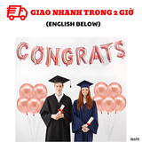 Bộ Bóng Trang Trí Lễ Tốt Nghiệp Màu Hồng - Pink Graduation Balloon Set LTN11