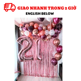 Bộ bong bóng trang trí tiệc sinh nhật màu hồng snnl12