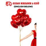 Bộ Bong Bóng Hình Trái Tim Đỏ Trang Trí Valentine - Red Heart Foil Balloons For Valentine's Day Decorations VLT01