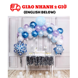 Bộ Bóng Trang Trí Sinh Nhật Elsa Màu Xanh Bạc Tím - Blue Silver Purple Elsa Foil Balloon Combo SEC18