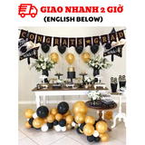 Bộ Bong Bóng Trang Trí Tốt Nghiệp Graduation Màu Vàng Đen - Black and Gold Graduation Decoration Balloons LTN25
